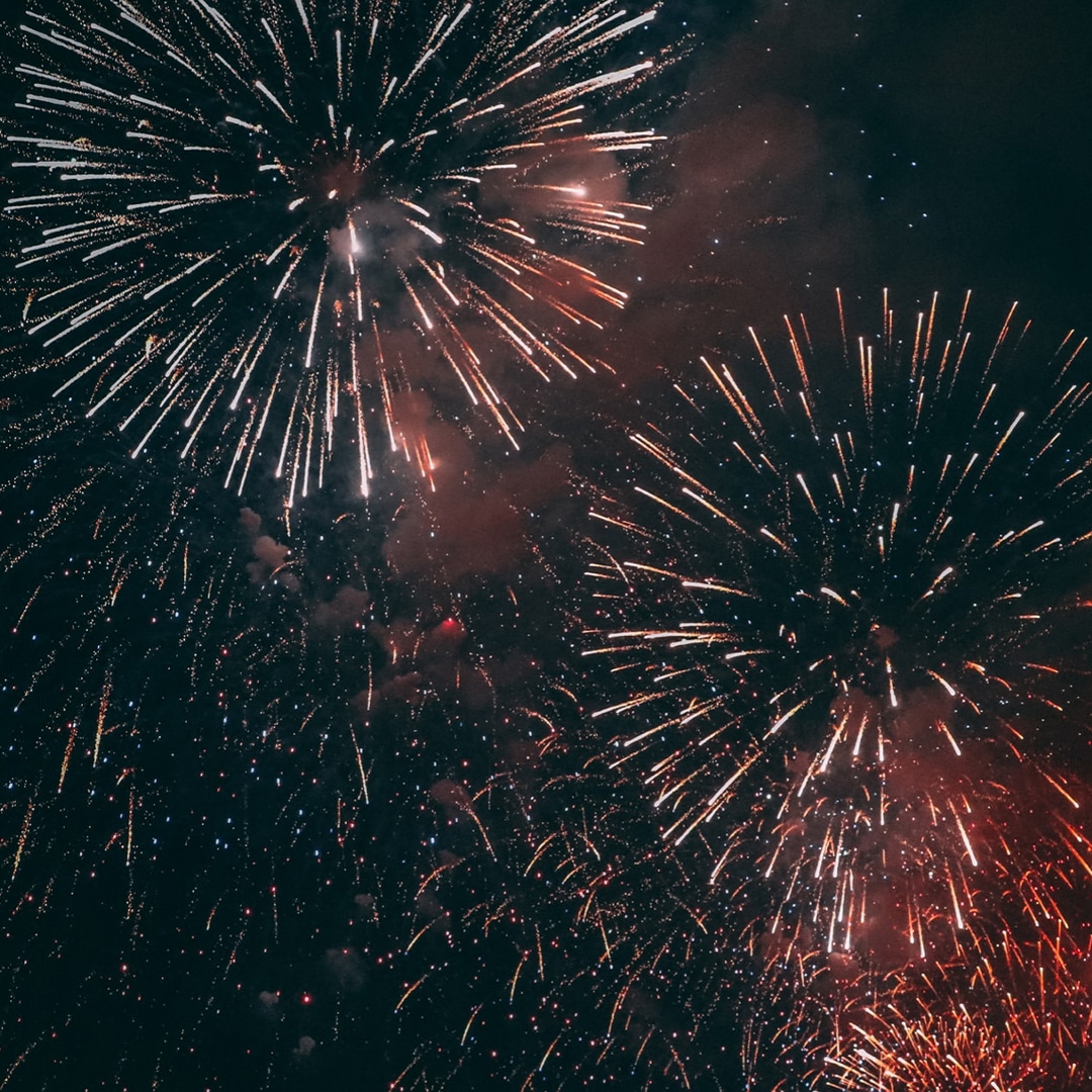 Fireworks against a dark night sky.