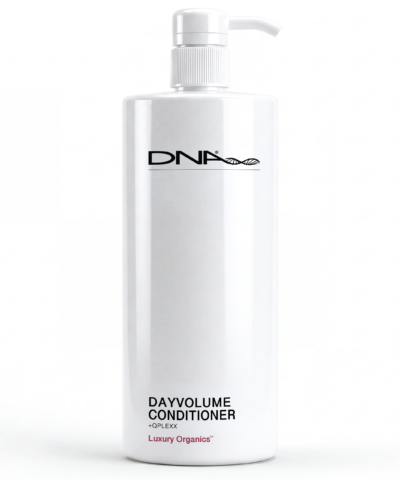 DNA Organics Day Volume Conditioner bottle, designed to add volume and fullness to hair with organic ingredients, leaving it soft, bouncy, and nourished throughout the day