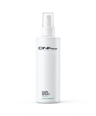 DNA Organics Curl Spray luxury organic curl styling spray bottle on white background