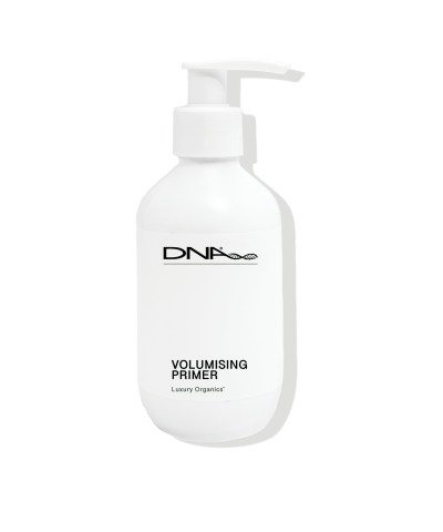 DNA Organics Volumising Primer bottle – lightweight styling balm for body, lift, and flexible hold
