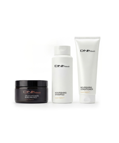 DNA Organics nourishing ritual with shampoo conditioner and QPLEXX for dry stressed hair
